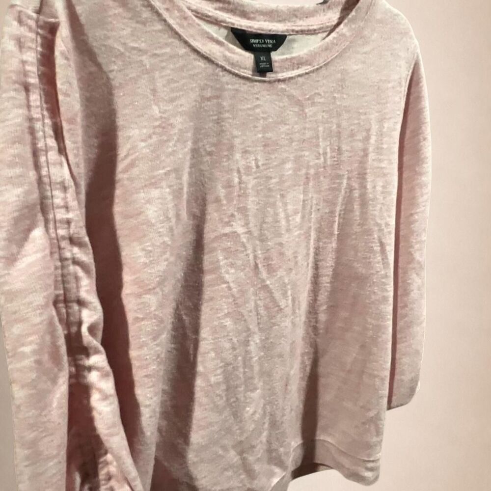 Simply Vera Vera Wang Blush Pink Ruched Sleeve Knit Top XL Soft Feminine